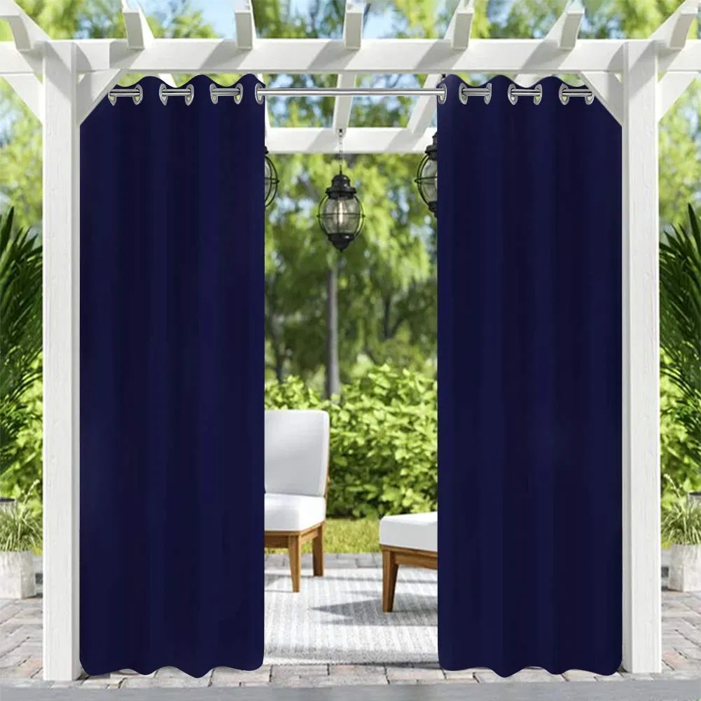 50inch X 96inch Outdoor Curtains Front Porch Curtain Grommet For Porch Balcony Pergola Gazebo Dark Blue