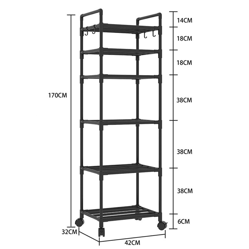 6 Tier Racking Heavy Duty Shelving Storage Shelves With Wheels Bathroom Kitchen 3