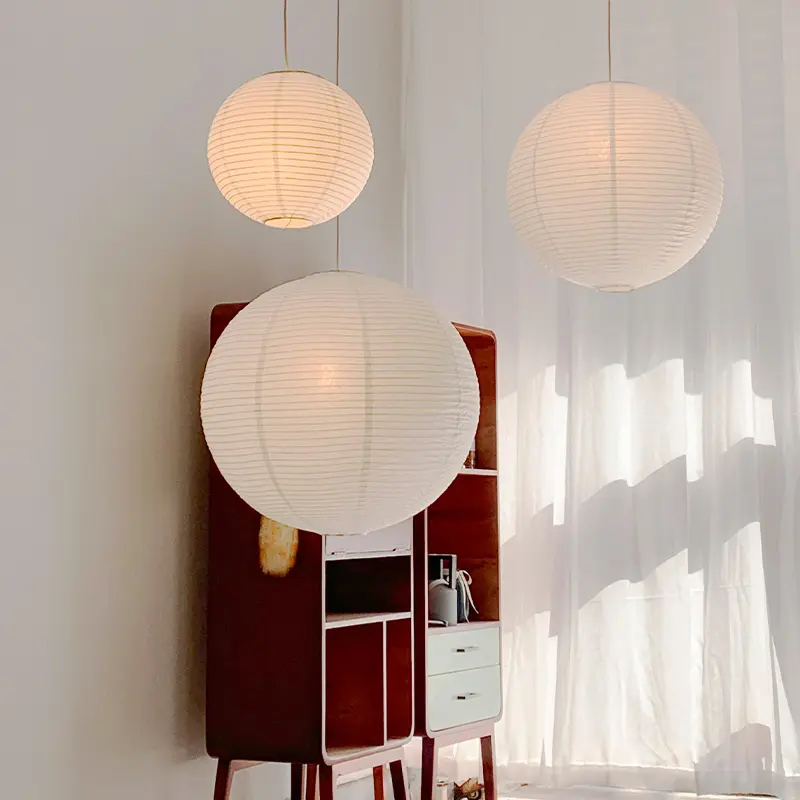 White Paper Lantern Shade In Bedroom