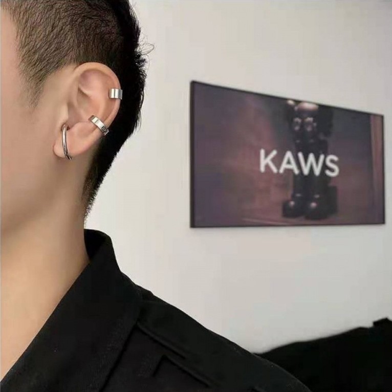 Men's Smooth Simple Titanium Steel Earrings
