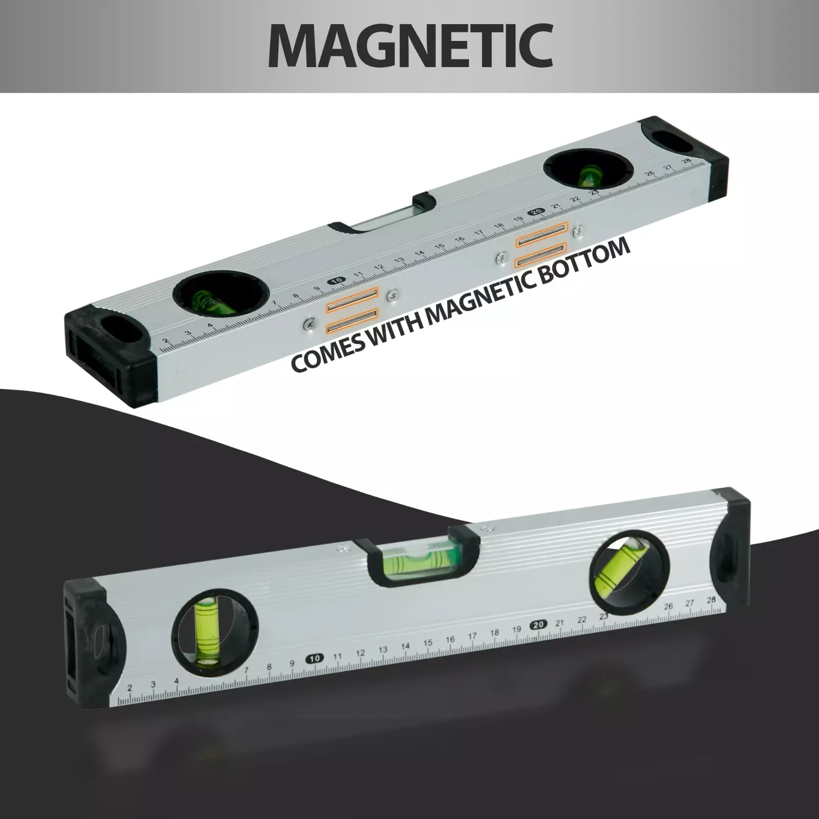 SILVER MAGNETIC 3 PIECE BUILDERS BUILDING SPIRIT LEVEL SET – 300, 600, 1000mm