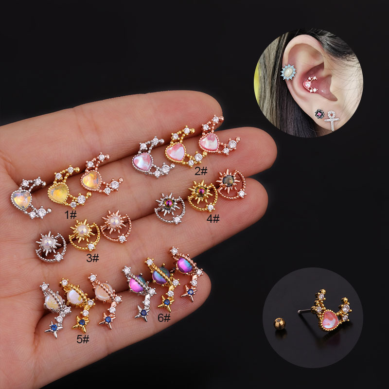 Women's Korean Style Colored Zircon Earrings Fashion Stainless Steel