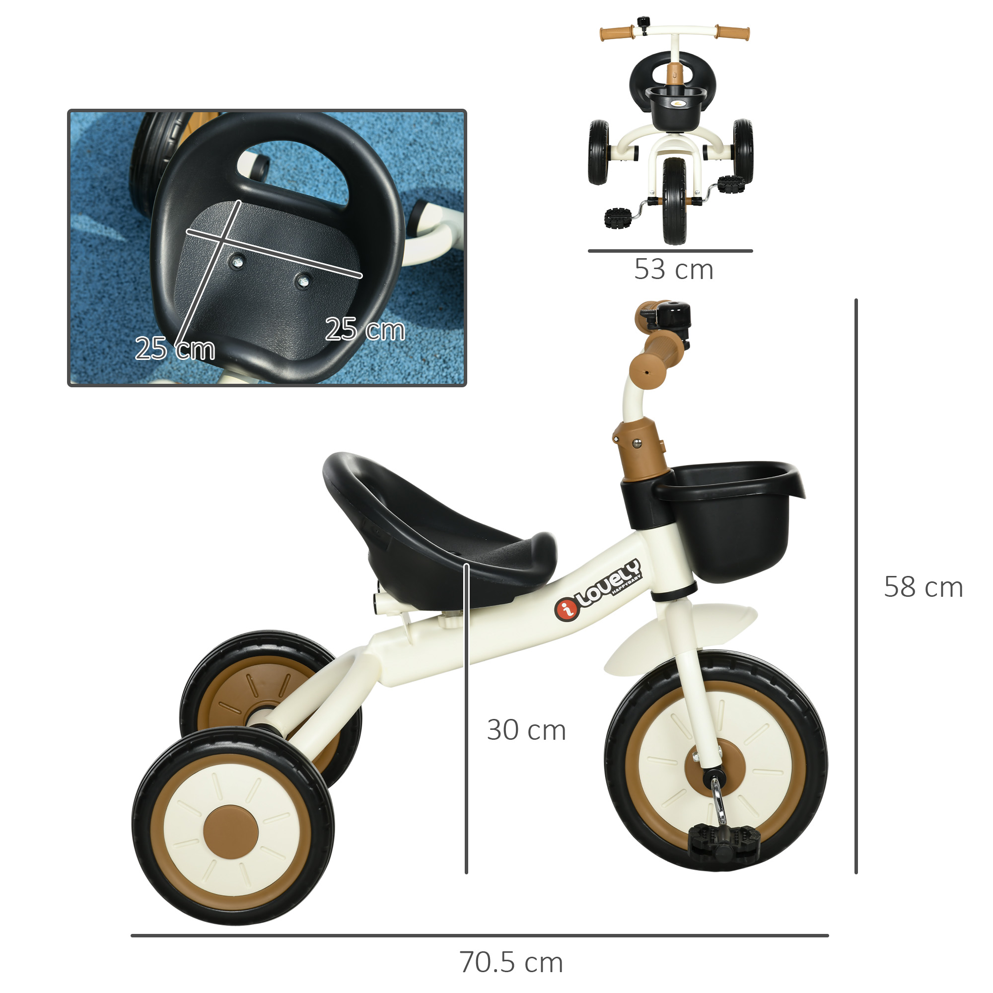 Children's Tricycle With Adjustable Seats, Basket, And Bell, Suitable — image 6