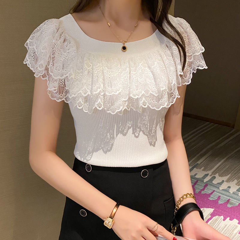 Women's Solid Color Lace Patchwork Sleeveless Jersey