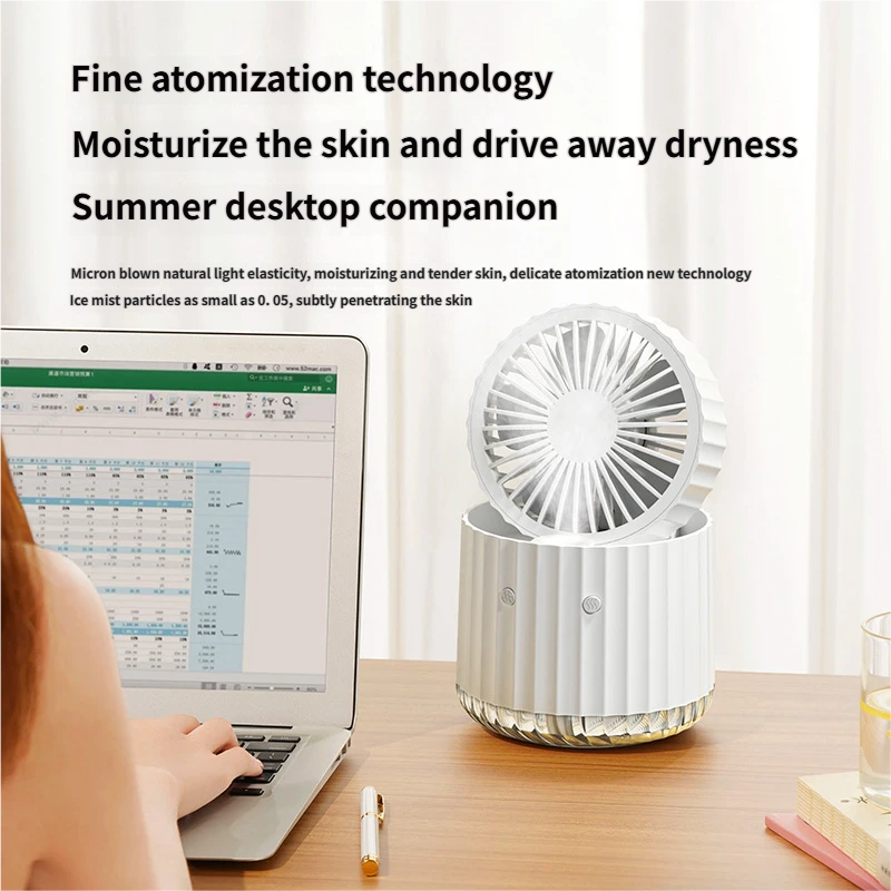 Rechargeable Mist Spray Fan 3 Speeds Portable USB Fan With 5 Blades