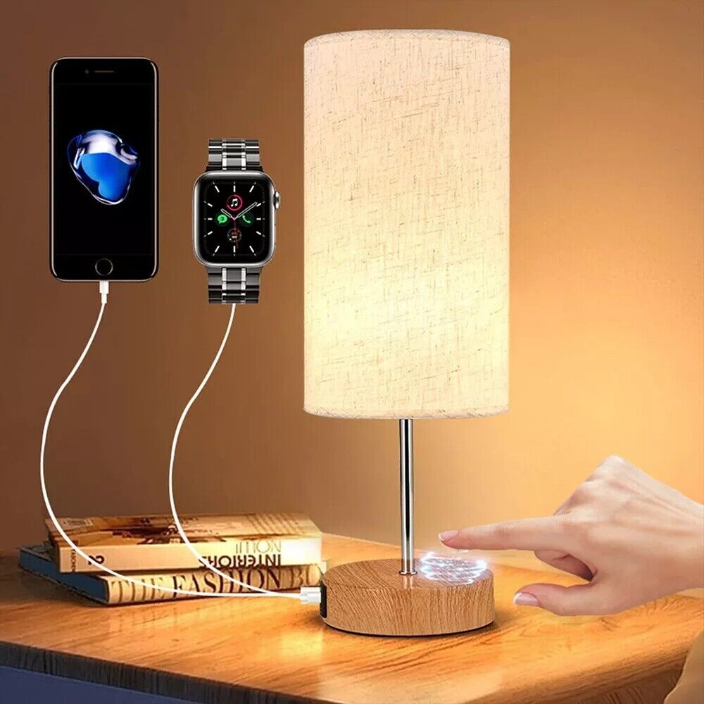 Touch Control Bedside Lamps, 3-Way Dimmable Table Lamp With USB Charging Ports — image 9