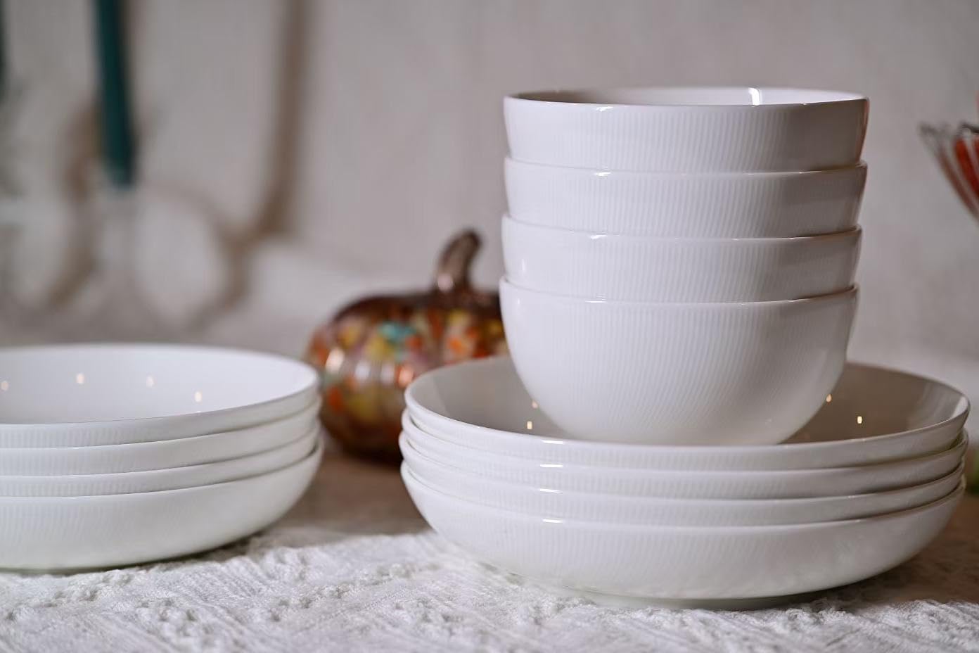 Service de table setaria bone china, 12 pièces, service pour 4, assiettes, plats – Image 4