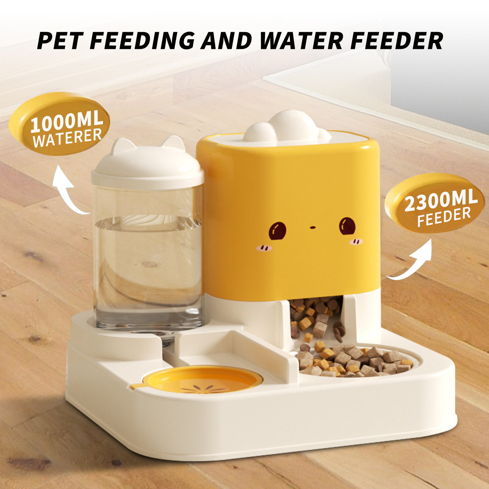 Super Cute Pink Cartoon Shaped Pet Feeding And Drinking Device, Filled With Cute Elements, Paired With Thoughtful Large Capacity Design, Easily Solves The Problem Of Pet Hunger And Thirst Dur