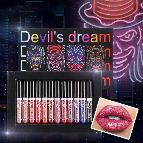 12Pcs Liquid Lipstick Set Halloween Makeup Diamond Symphony Lip