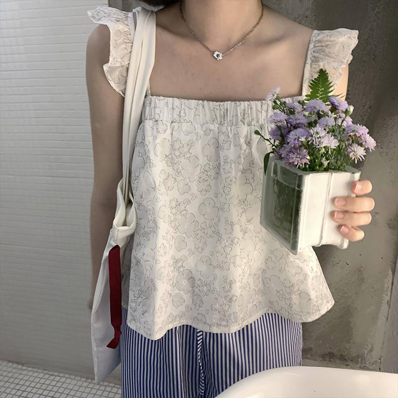 All-match Fungus Edge Sleeveless Hot Girl Top Design Sense