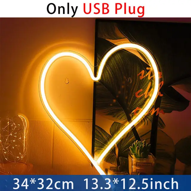 Love Heart Neon Acrylic Transparent Back Molding