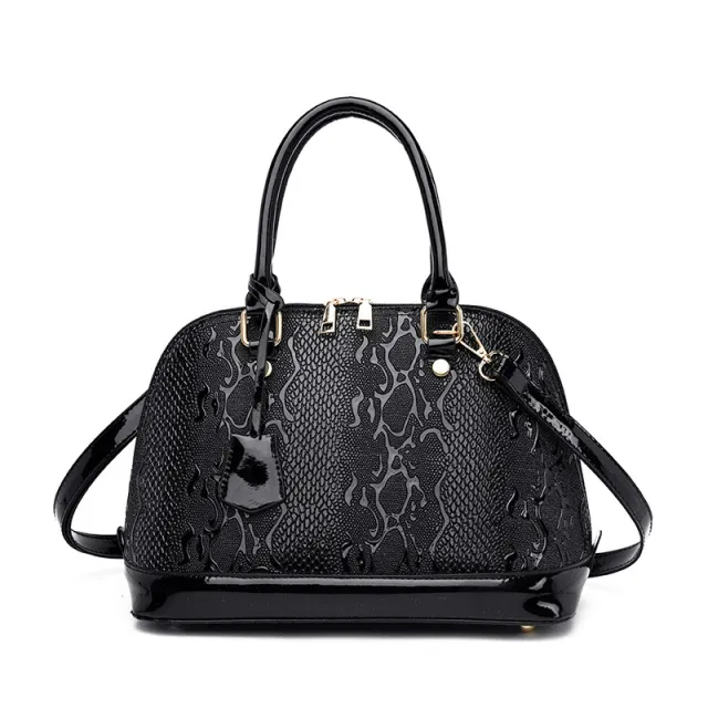 Three piece Handbag Set Embossed Shoulder Black - Shop at LoveMi