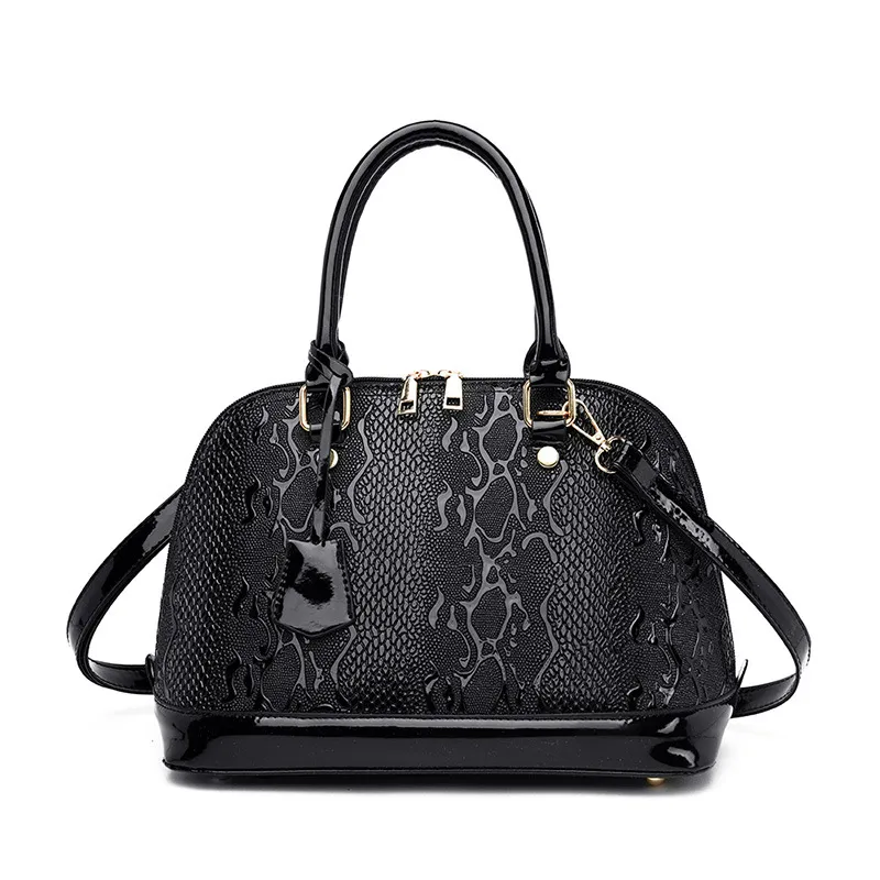 Three-piece Handbag Set Embossed Shoulder - Black