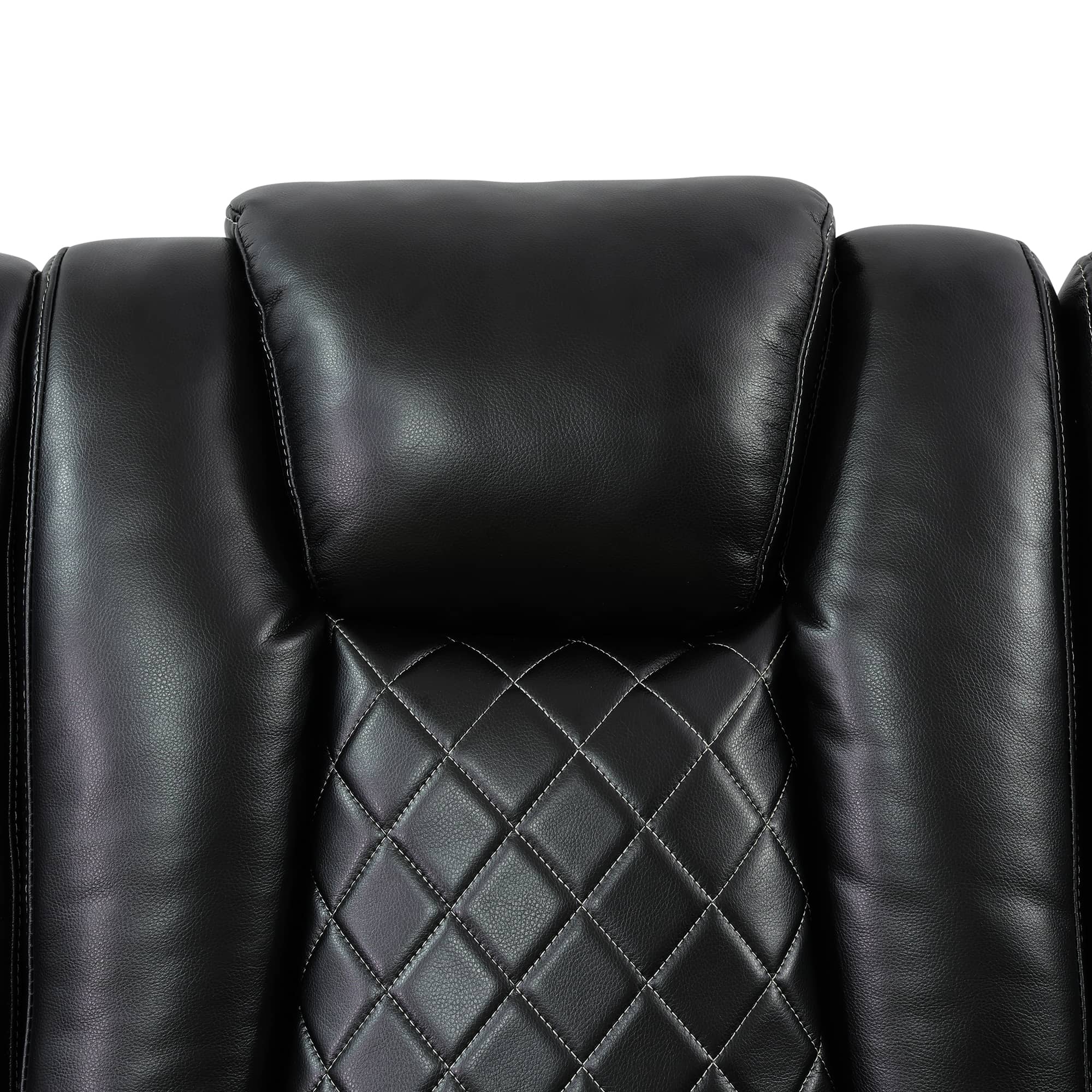 Pickup Only--Black Breathing Leather 3-Piece Living Room Recliner Sofa Set