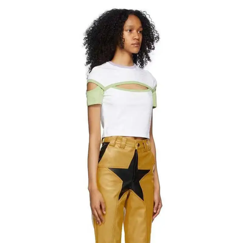 Ladies Autumn Contrast Color Pentagram Patchwork Pants
