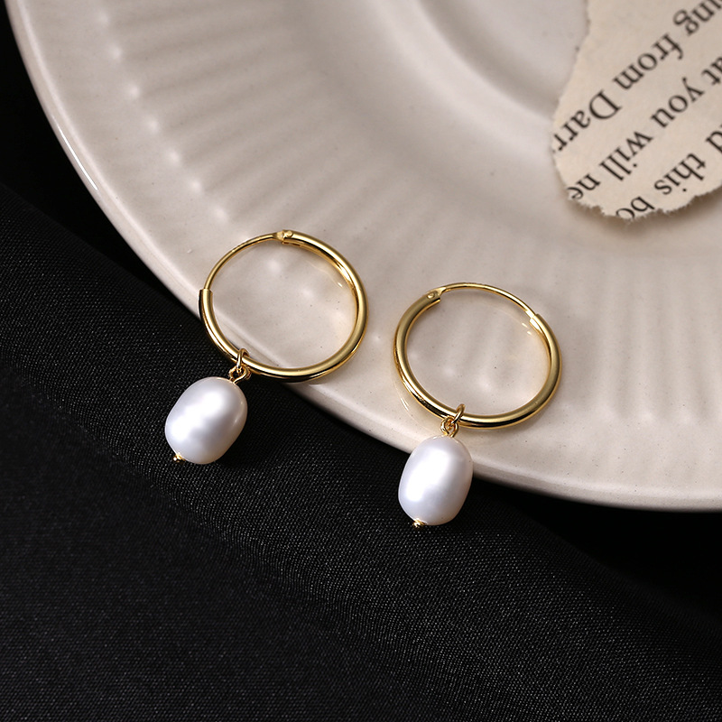 Title 2, 925 Sterling Silver Pearl Simplicity Fresh Earr...