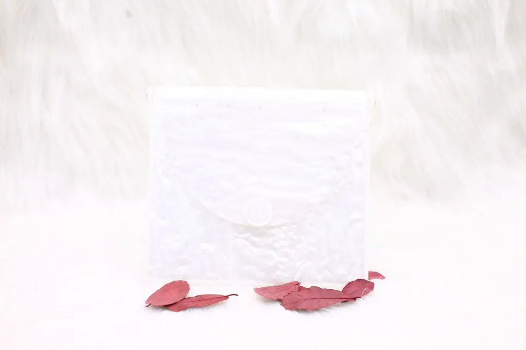 Tortoiseshell Simple Square Evening Bag Clutch - White