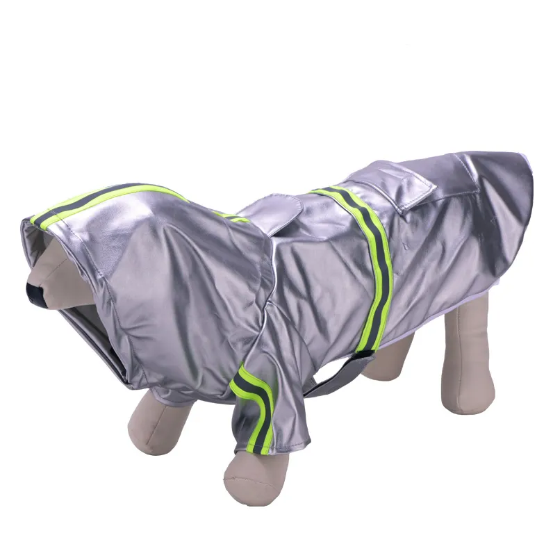 Dog Clothes Reflective Cloak Medium And Large Windproof Outdoor Jacket - Silver