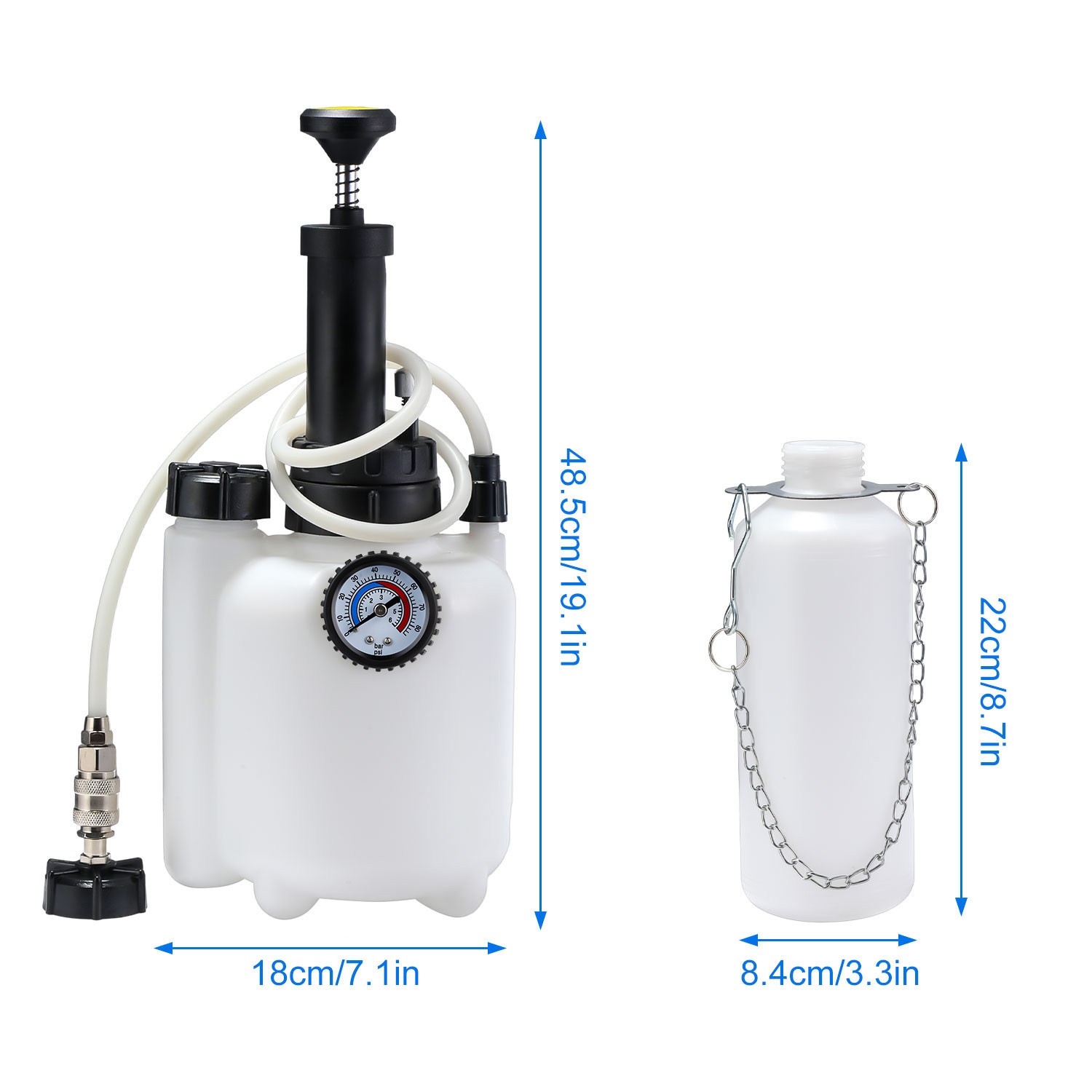 3L Pressure Brake Clutch Fluid Bleeder Bleeding Kit 4 Master Cylinder Adapters — image 8