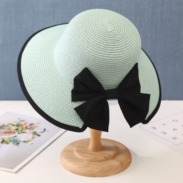 Straw Hat Women's Summer Big Along The Sun Shade Hat Beach Sun Hat Silver Light Green - Shop at LoveMi
