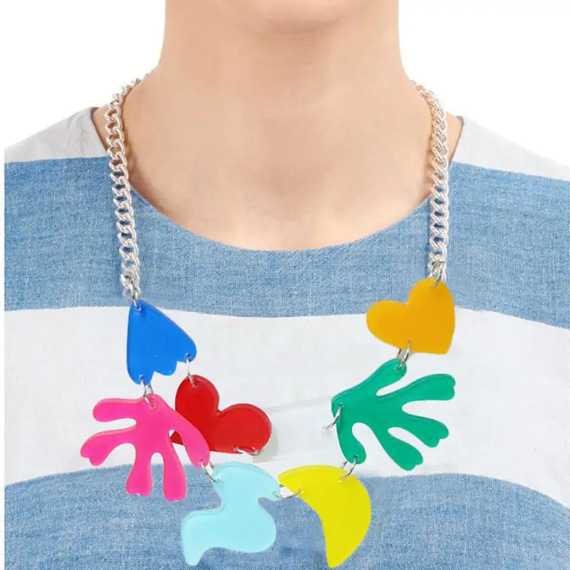 Candy Color Matching Flower Geometric Women's Necklace
