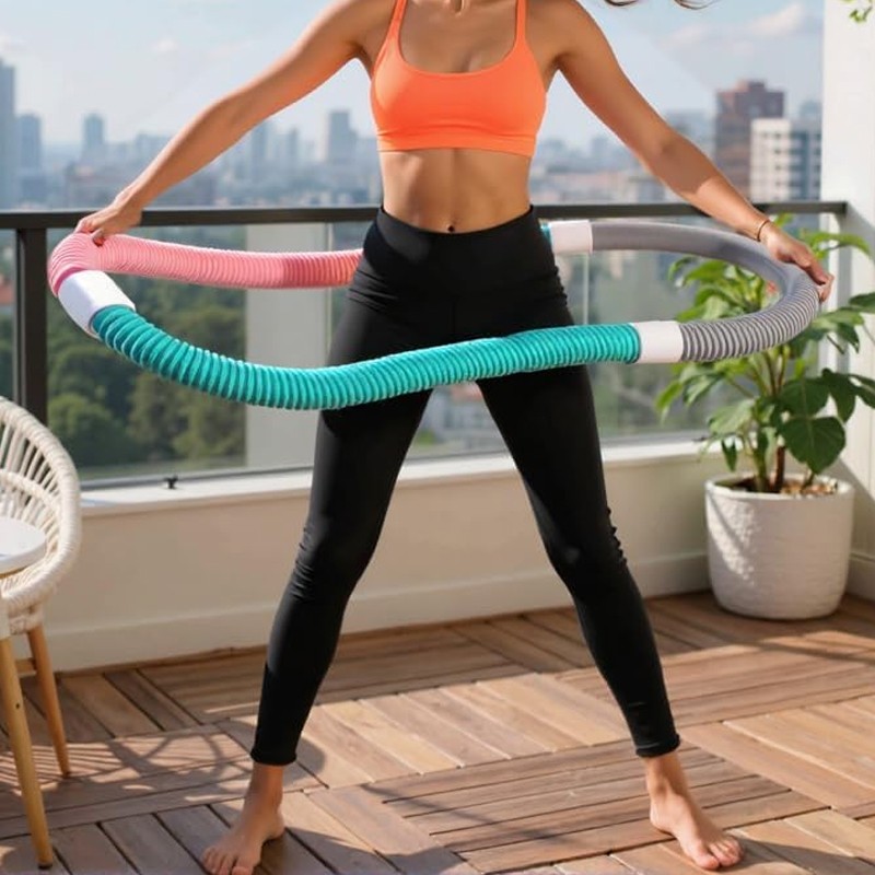 Weighted Fitness Hoop Portable Waist Friendly-Foldable Indoor Foldable Exercise — image 4