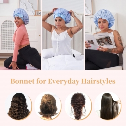 Silk Bonnet For Sleeping Women, Satin Hair Bonnet For Sleeping For Wavy Curly Natural Hair Women Men - Image 11
