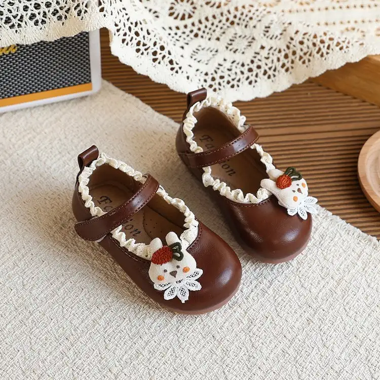 British Style Little Leather Shoes, Girls' Cartoon Princess Shoes, Fashionable Soft Soled Single Shoes