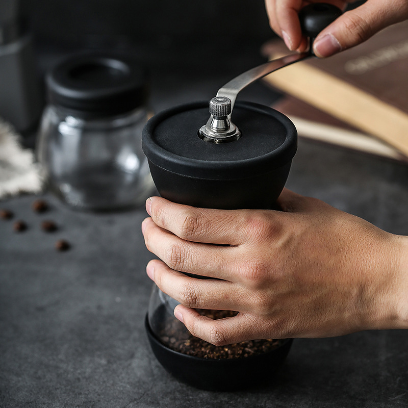 Household Portable Glass Hand-cranked Coffee Machine