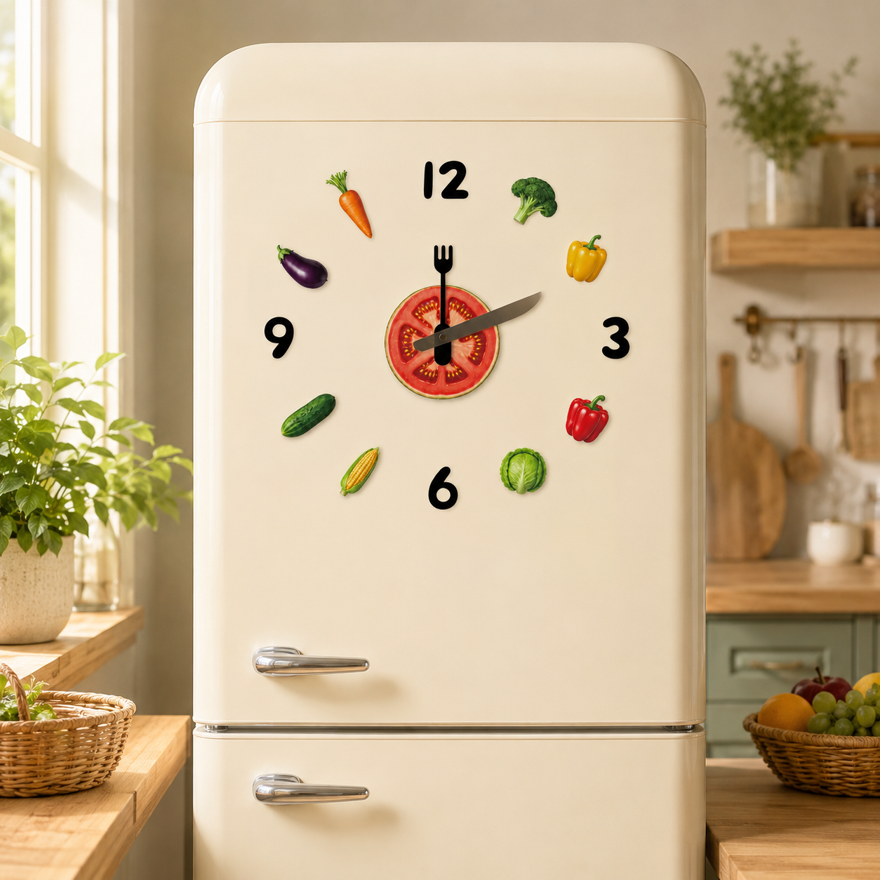 Veggie Assorted Magnetic Refrigerator Clock