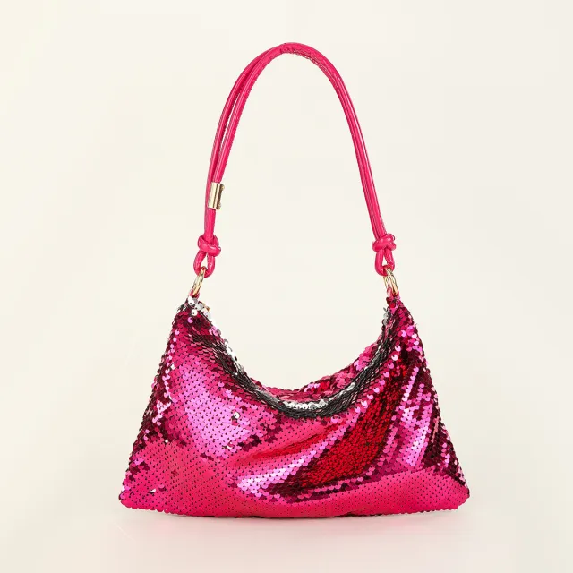 Sequin Knotted Single Shoulder Underarm Bag Rose - Shop at LoveMi