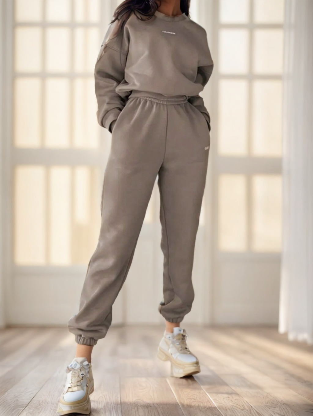 2pcs Women's Casual Letter Print Sweatshirt And Sweatpants Set