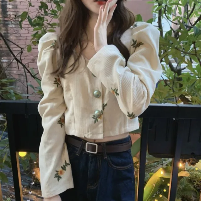 Autumn Design With Short Square Collar Jacket Inside Apricot - Shop at LoveMi