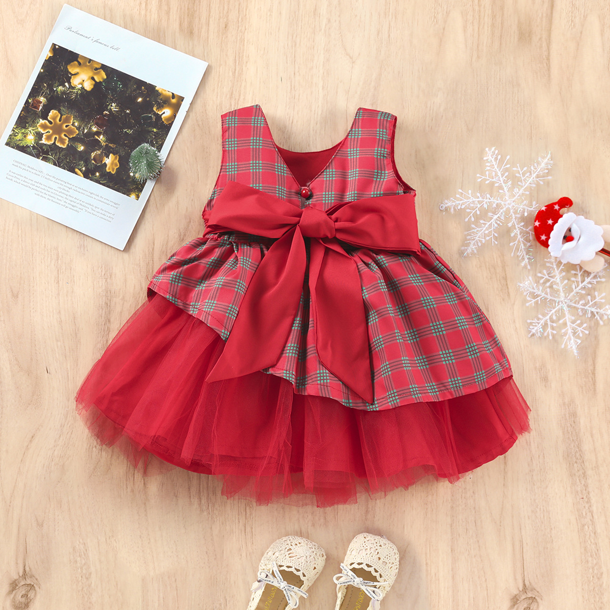 Fashion Personality Christmas Girl Plaid Sleeveless