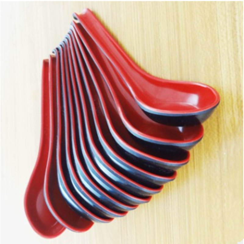 Melamine Black And Red Two Color Soup Spoon