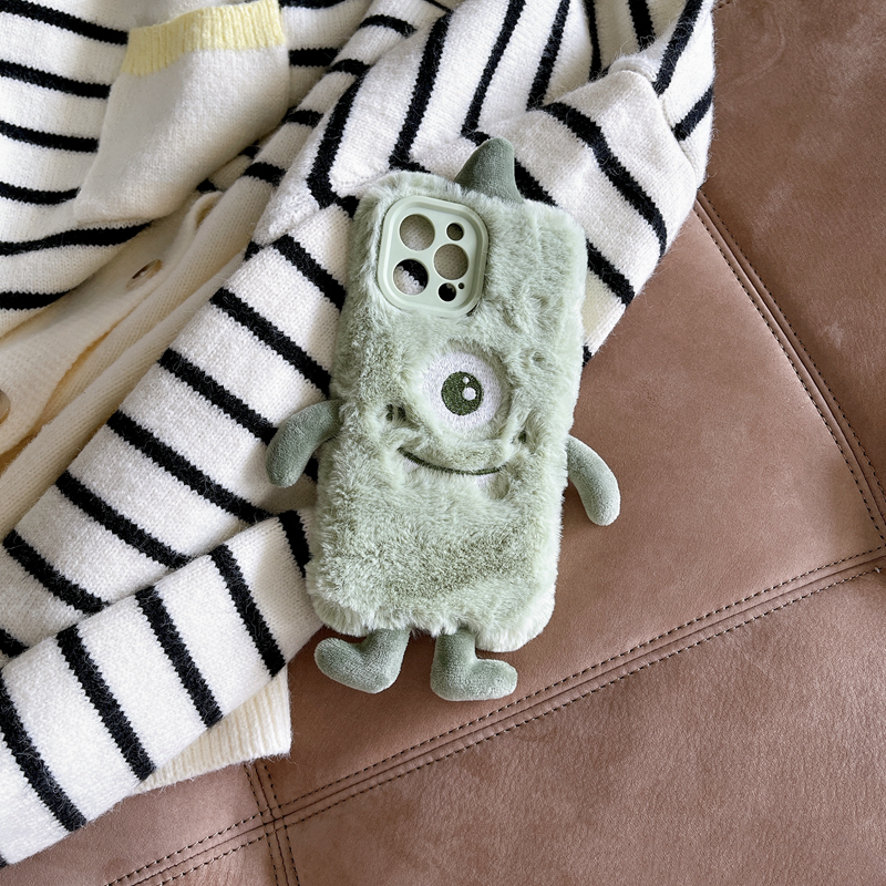 Plush Green Three-dimensional Hands And Feet Monocular Phone Case - Image 3