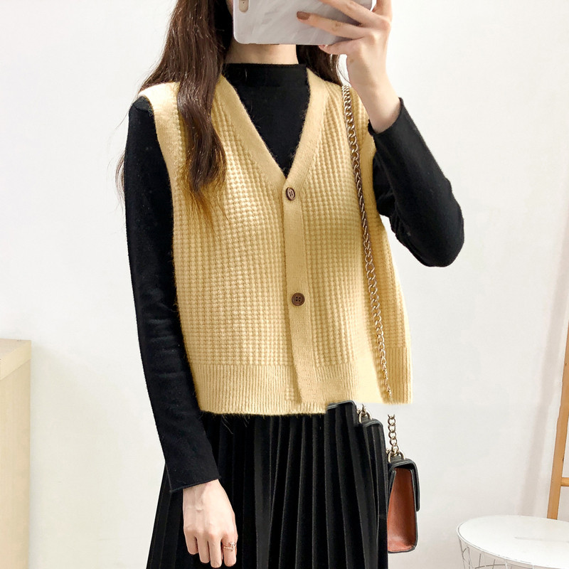 Title 14, Knitted Vest Cardigan Women Wear Loose Short Sl...