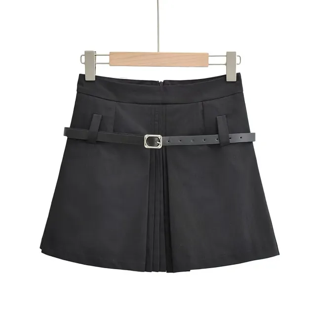 Women's Temperament Fashion Pleated Solid Color Skirt Black - Shop at LoveMi