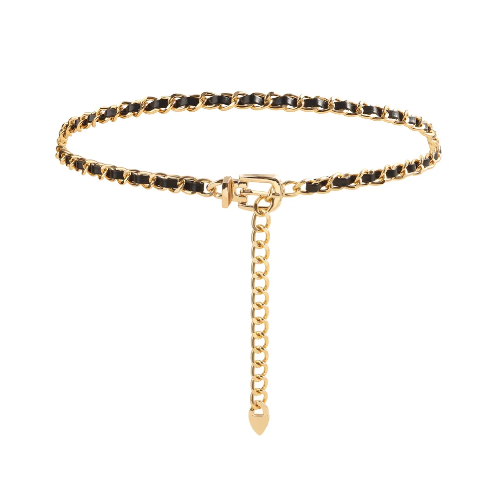 High Sense Waist Chain Metal Lady Versatile Decorative Belt Thin Chain With Skirt Suit Belt Body Chain - Gold