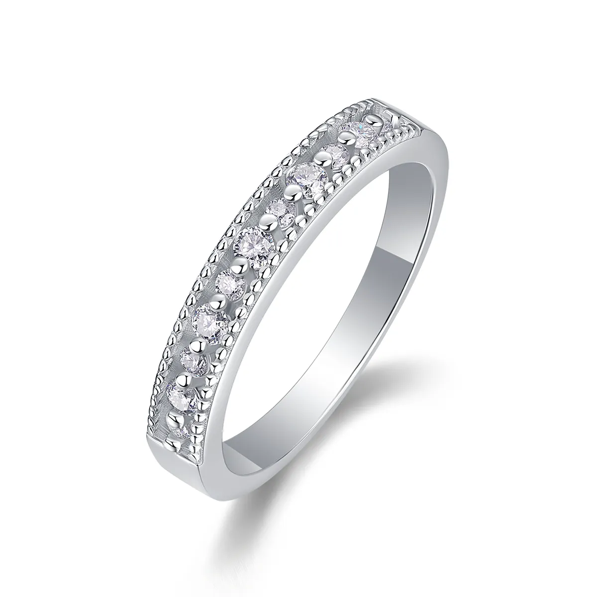 S925 Silver 2.5g Platinum Plated Moissanite Ring