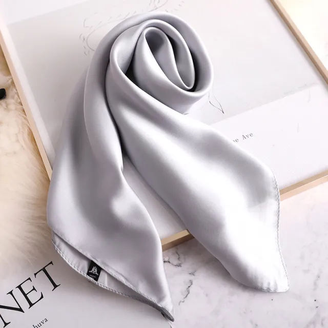 Women's Decorative Spring And Autumn All match Solid Color Thin Silk Scarf Grey - Shop at LoveMi