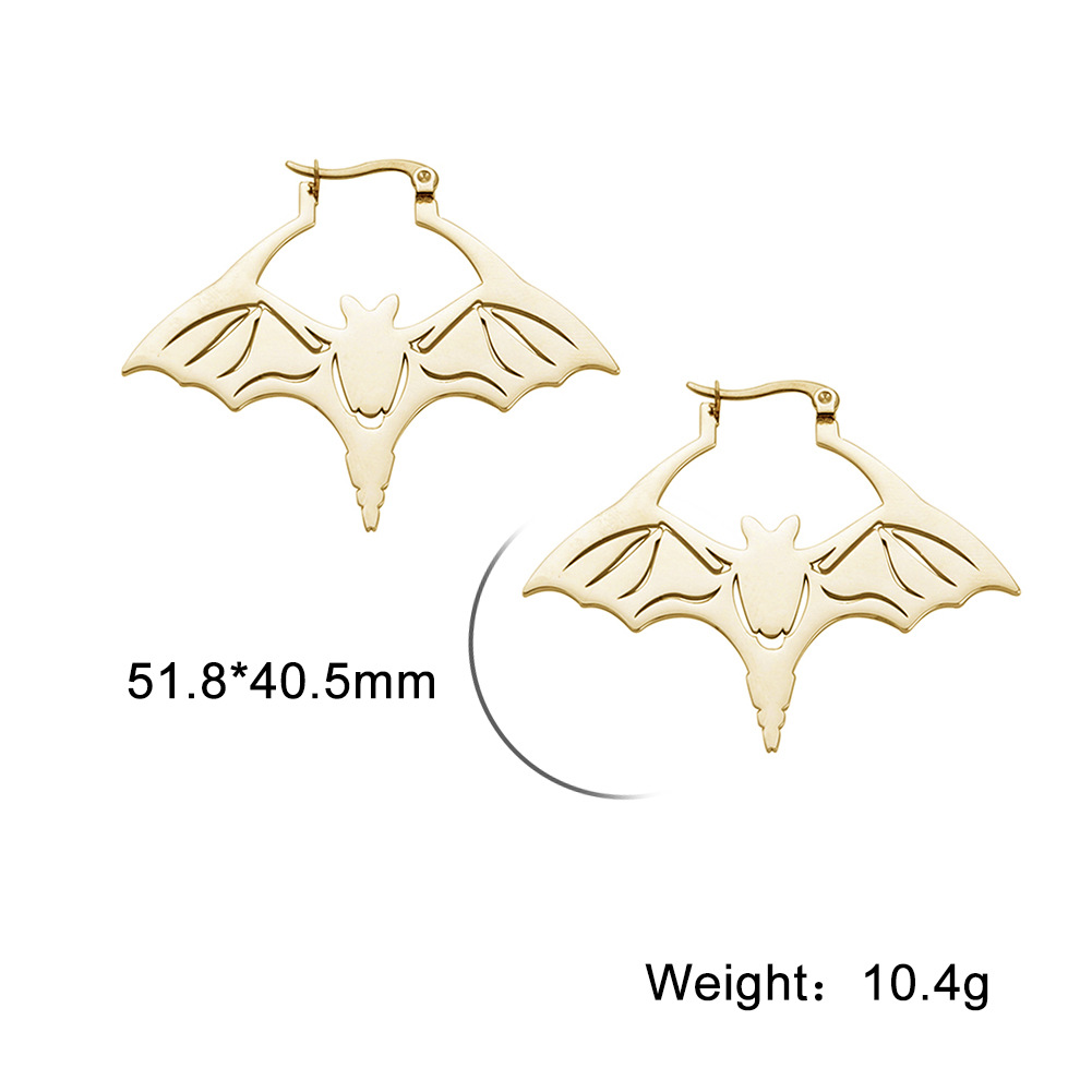 Title 5, Titanium Steel Cut Bat Earrings