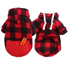 Warm Sweatshirt For Large Dogs - Red And Black Grid - View 1