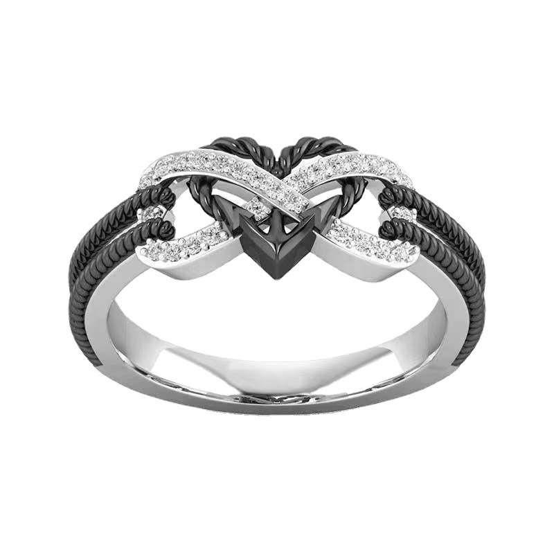 Title 2, Rosafarbener zweifarbiger Cross Love Girl-Ring