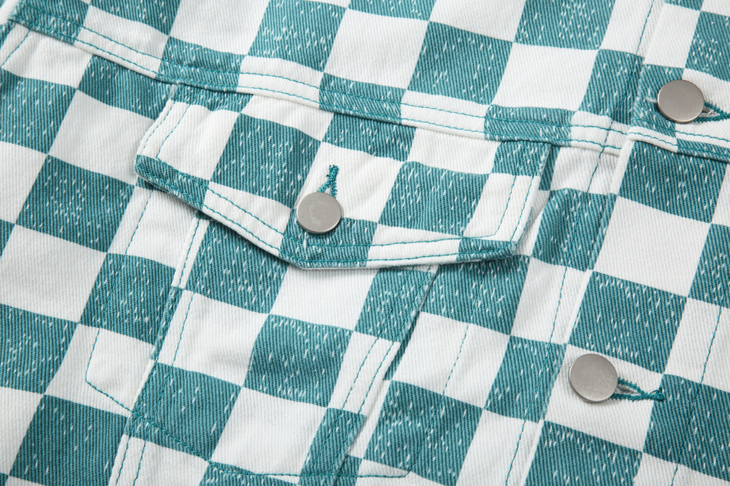 Retro Checkerboard Green Plaid  Men's Tide Brand Street Loose Bf Style Casual Jacket