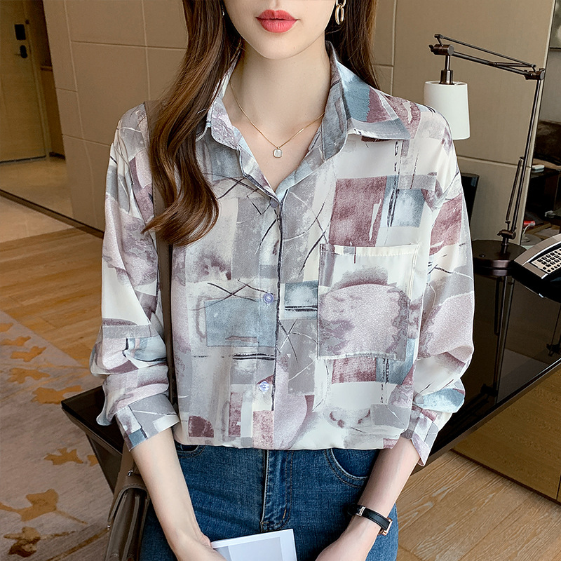 Western Style French Tie-dye Shirt Temperament Was Thin And Long-sleeved Top