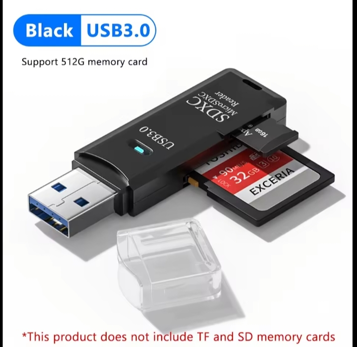 SuperSpeed USB 3.0 Dual Slot Card Reader 512G Support For PC & Laptop