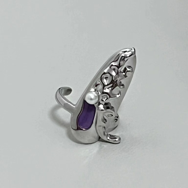 Title 5, Punk Butterfly Nail Ring Armor Metal Flower Cha...