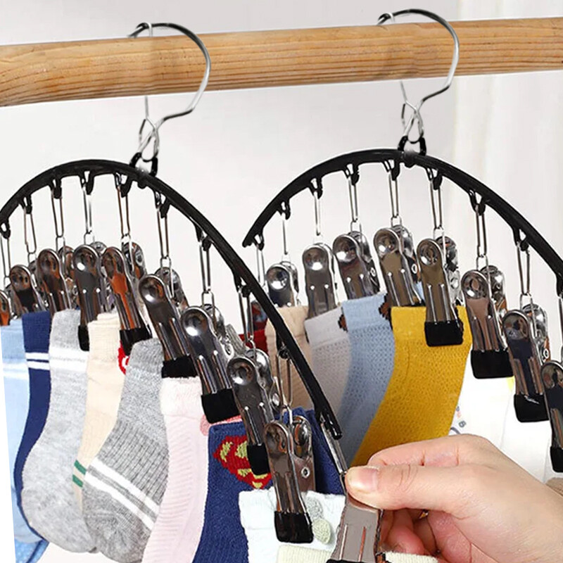 2X Stainless Steel Hanger With 10 Clips A Space-Saving Organizer For Closet M — image 7