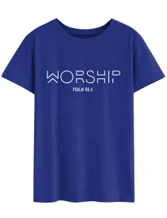 WORSHIP Eaby Cross-border Women's Clothing - Blue Black Letters - View 1